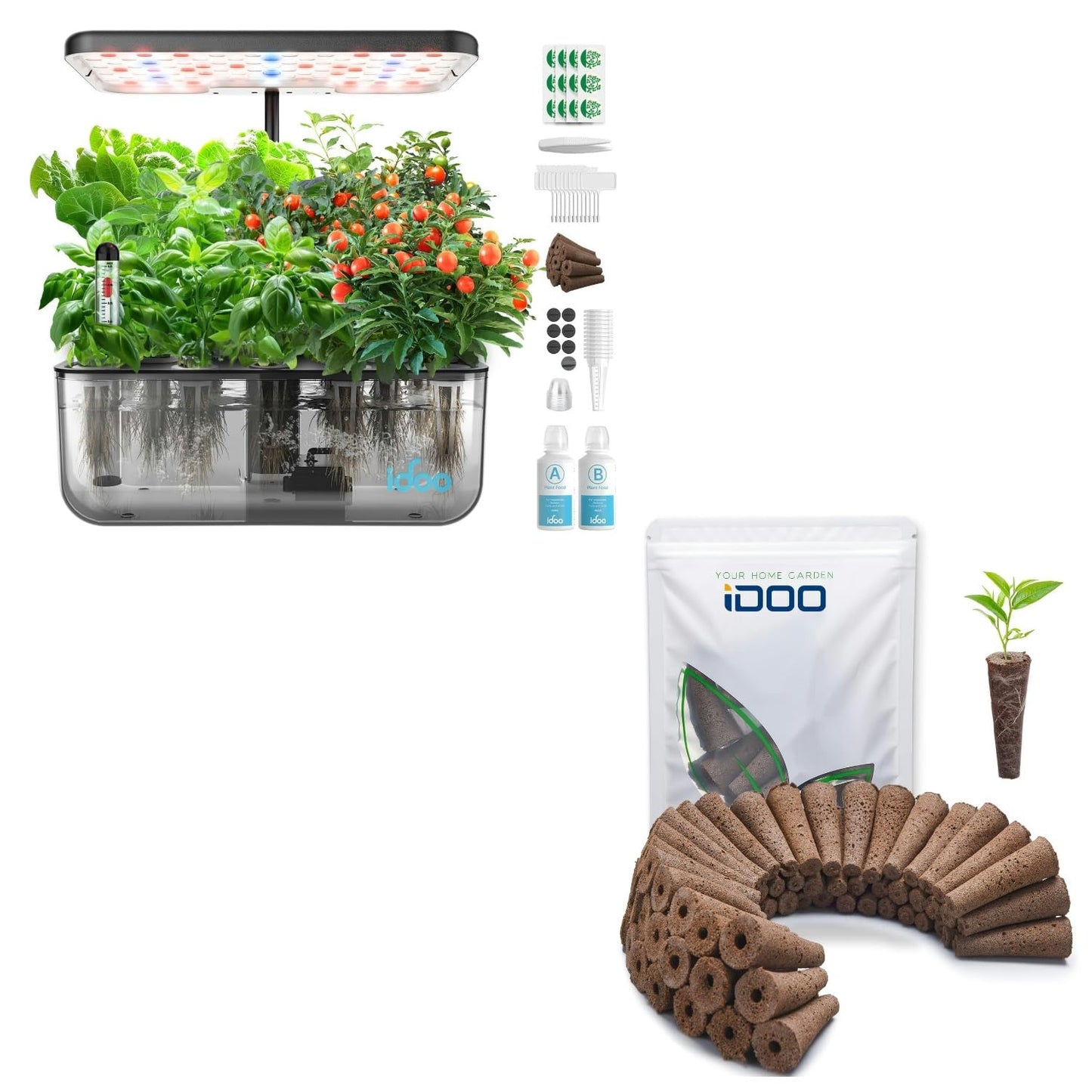 iDOO Hydroponics Growing System Kit & Growth Sponges 60 Pcs