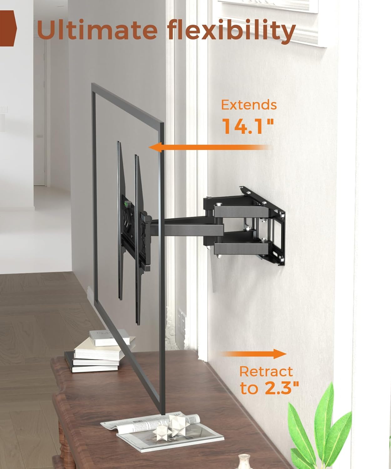 Solid As Mountain 50 55 65 inch 32-65 inch 400x400mm, 12" 16" 77 lbs TV Wall Mount for TVs, Full Motion Wall Mount TV