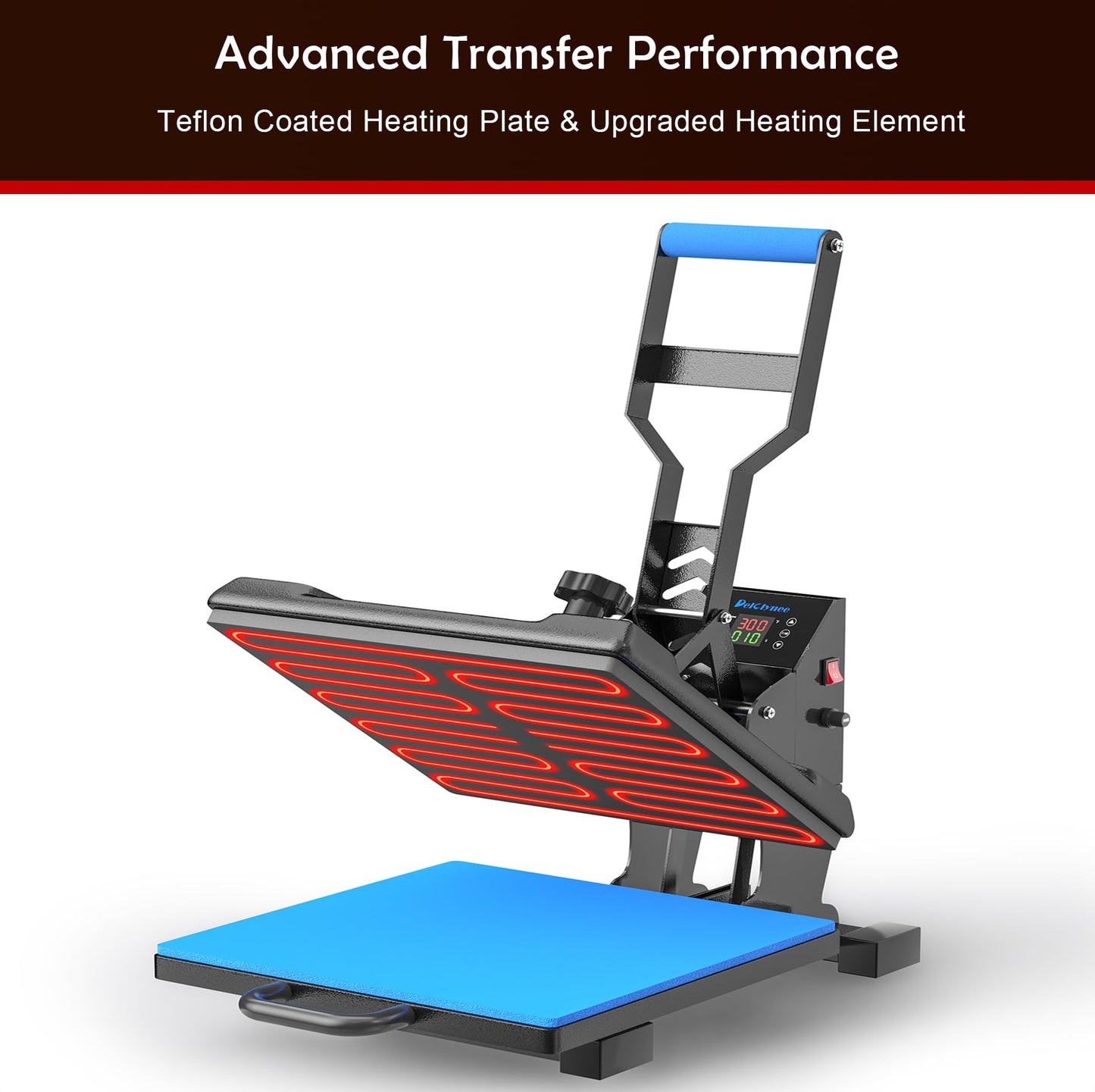 Delclynee 15" x 15" High Pressure Heat Press Machine for T Shirts, Industrial-Quality Digital Sublimation Printer for Heat Transfer Vinyl
