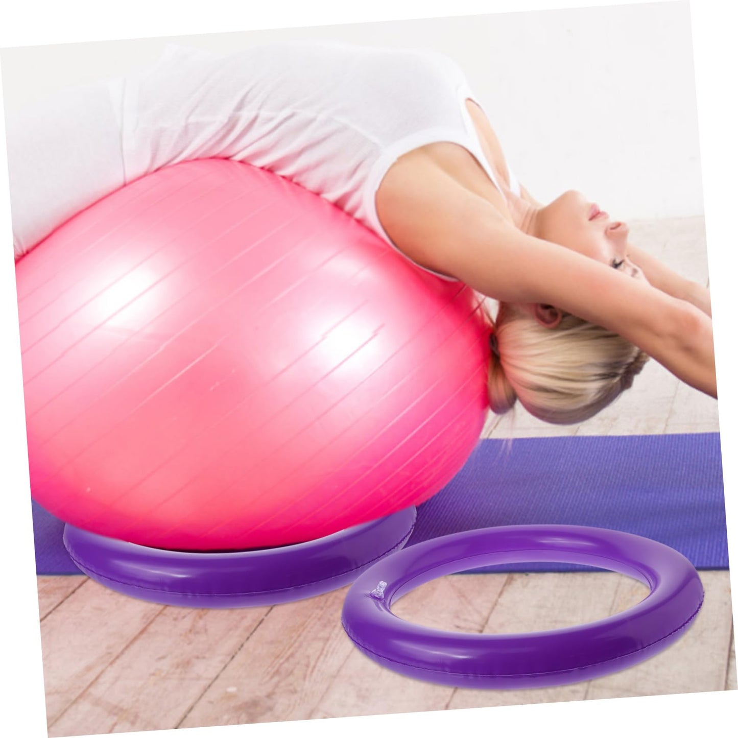 Toyvian Inflatable Yoga Ball Base with Fixed Ring 16.53In Round Stable Holder for Exercise Fitness Training Slip Resistant Support Stand