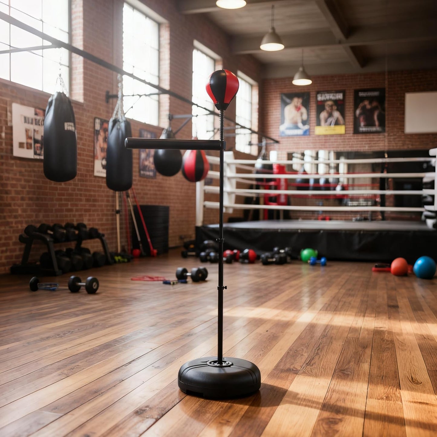 INNOLIFE Freestanding Punching Bag,Adjustable Height Home Boxing Training Equipment for Adults,Durable Boxing Bar & Stand with Stable Base for Fitness Workouts,Red