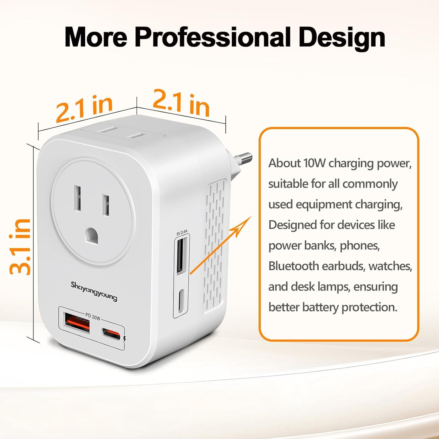 Shayangyoung 220V 110V Adapter,20W 2 2 to Voltage Converter US to Europe International Universal Travel PD with USB A
