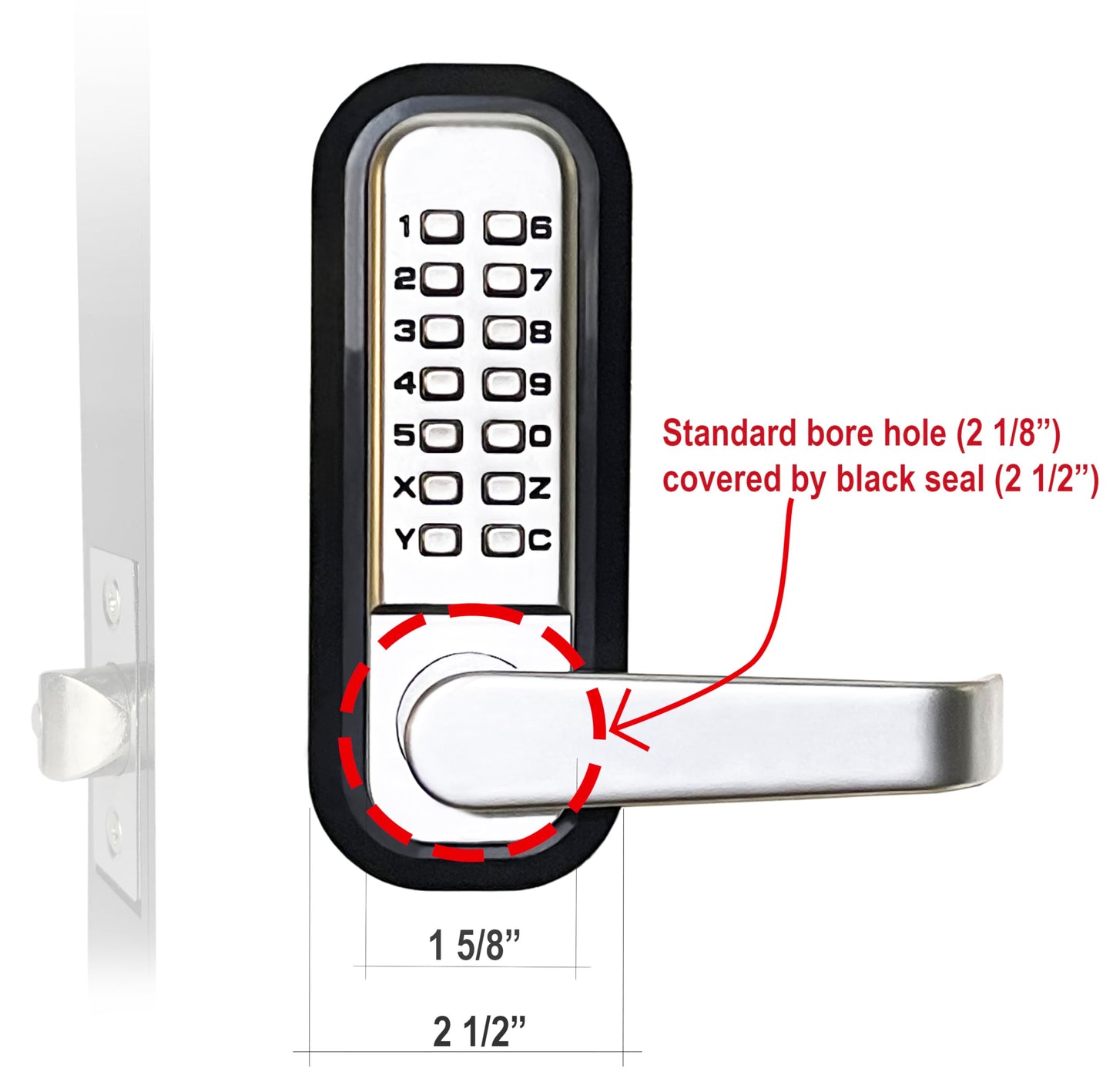 JOUNJIP Single-Sided Mechanical Keyless Combination Lever Handle Door Lock - [Square Spindle] Easier Install - Satin Chrome - 2024 Upgrade Version