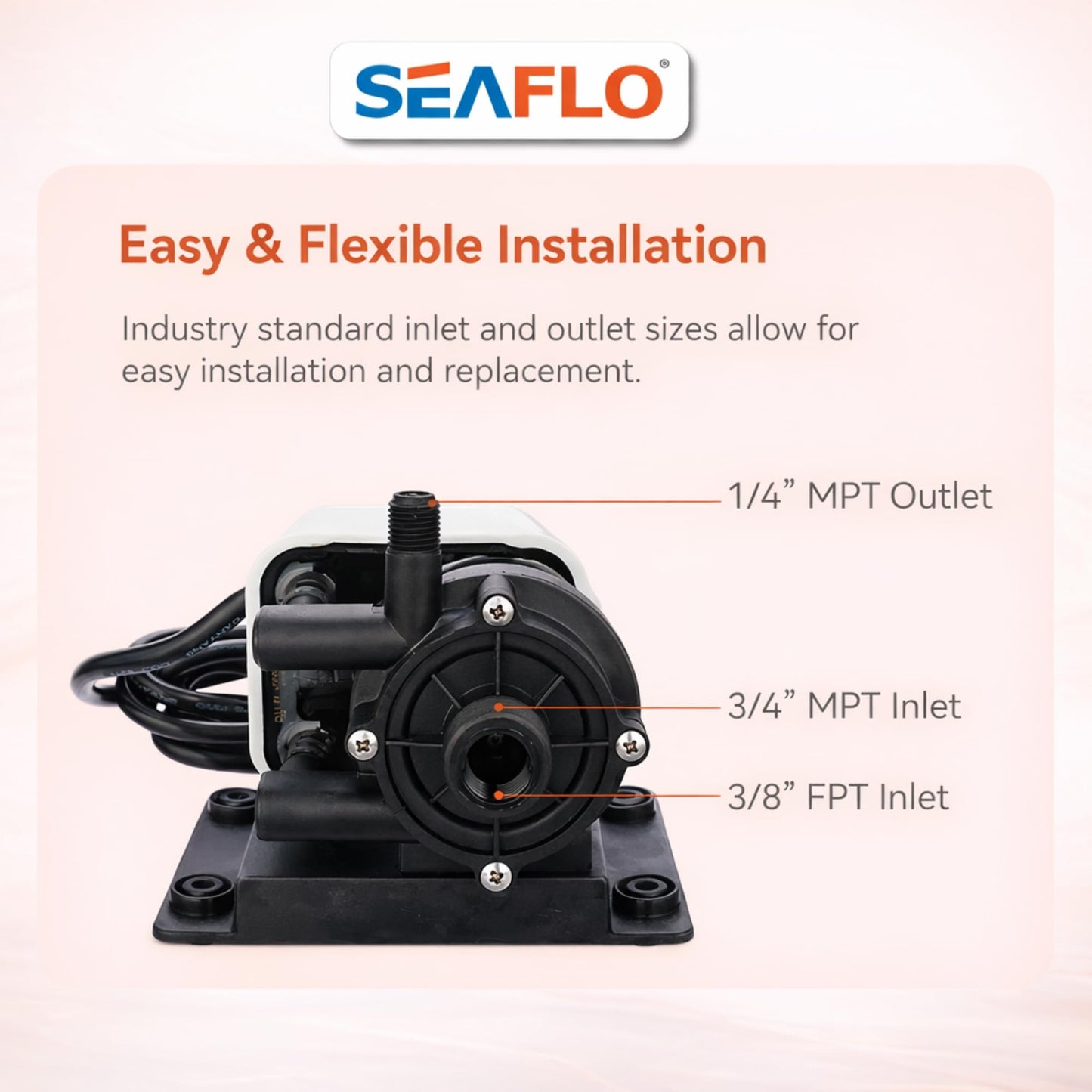 SEAFLO 250 GPH Marine AC Seawater Air Conditioning Pump - 115V AC 5 GPM Magnetic Drive Circulation for Systems up to 12000 BTU 13 ft Head Continuous Duty HVAC 4-Year Warranty