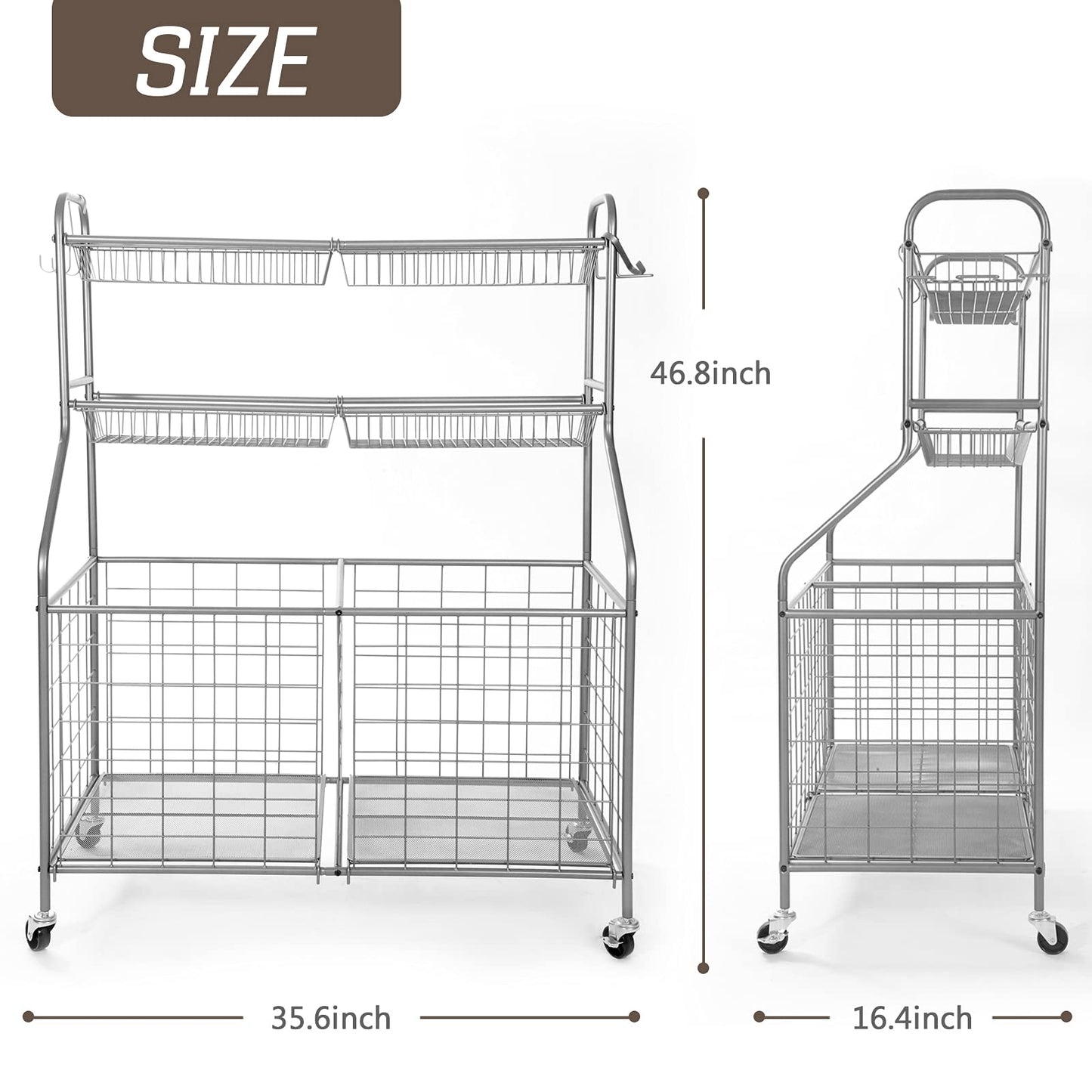 WEYIMILA Ball Organizer for Garage, Steel Sport Equipment Organizer with Baseball Bat Holder and Hooks, Easy Assembly Storage for Balls, Kids' Toys, and Workout Gear in Basement, Home Gym, Outdoor