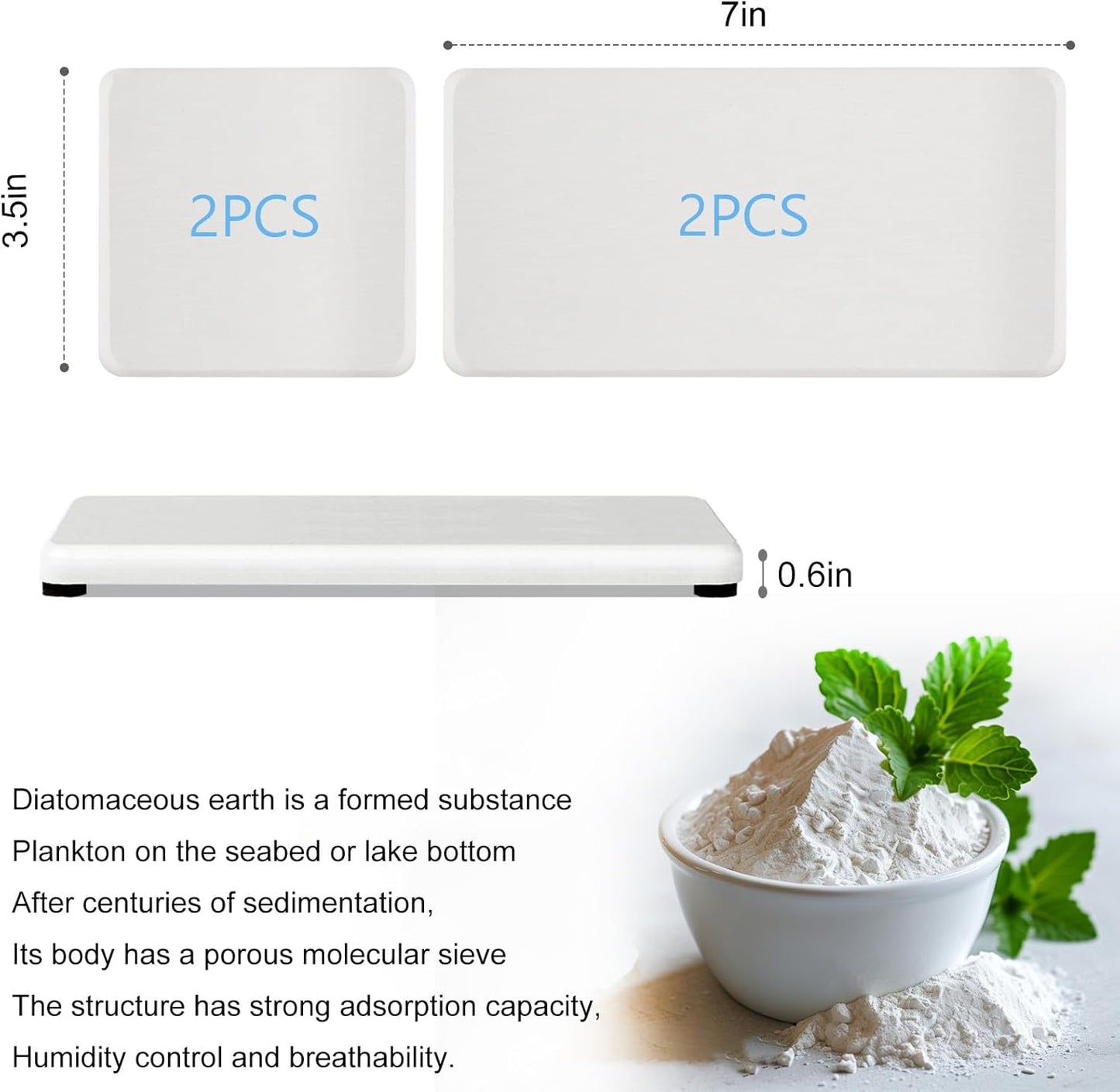 Skiennix Water Absorbing Stone Tray - Fast Drying Diatomite Coaster for Kitchen & Bathroom | 4PCS Set