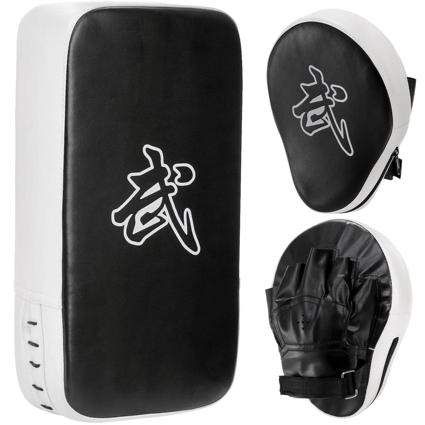 WUWEOT 2-in-1 Punching Mitts Kick Pack Set, Boxing Mitts Focus Pads and Taewondo Kick Pad, Adjustable Soft Shield Durable Training Pads Set for Boxing, Kickboxing, Karate, Muay Thai, MMA Training