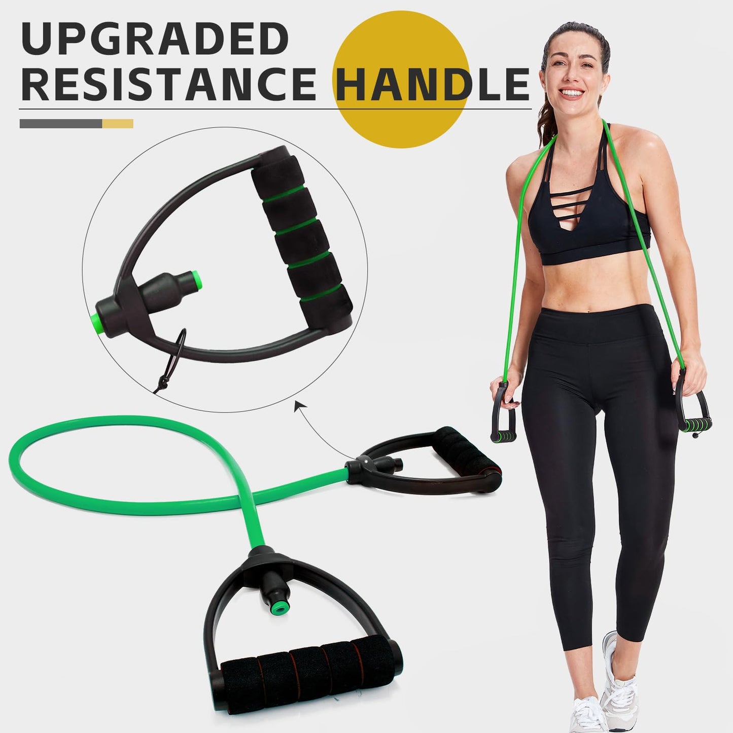 3 PCS Resistance Exercise Band with Handles, Exercise Bands with Handles, Workout Bands Resistance for Men or Women, Arm Bands for Workout-Door Anchor and Starter Guide Included