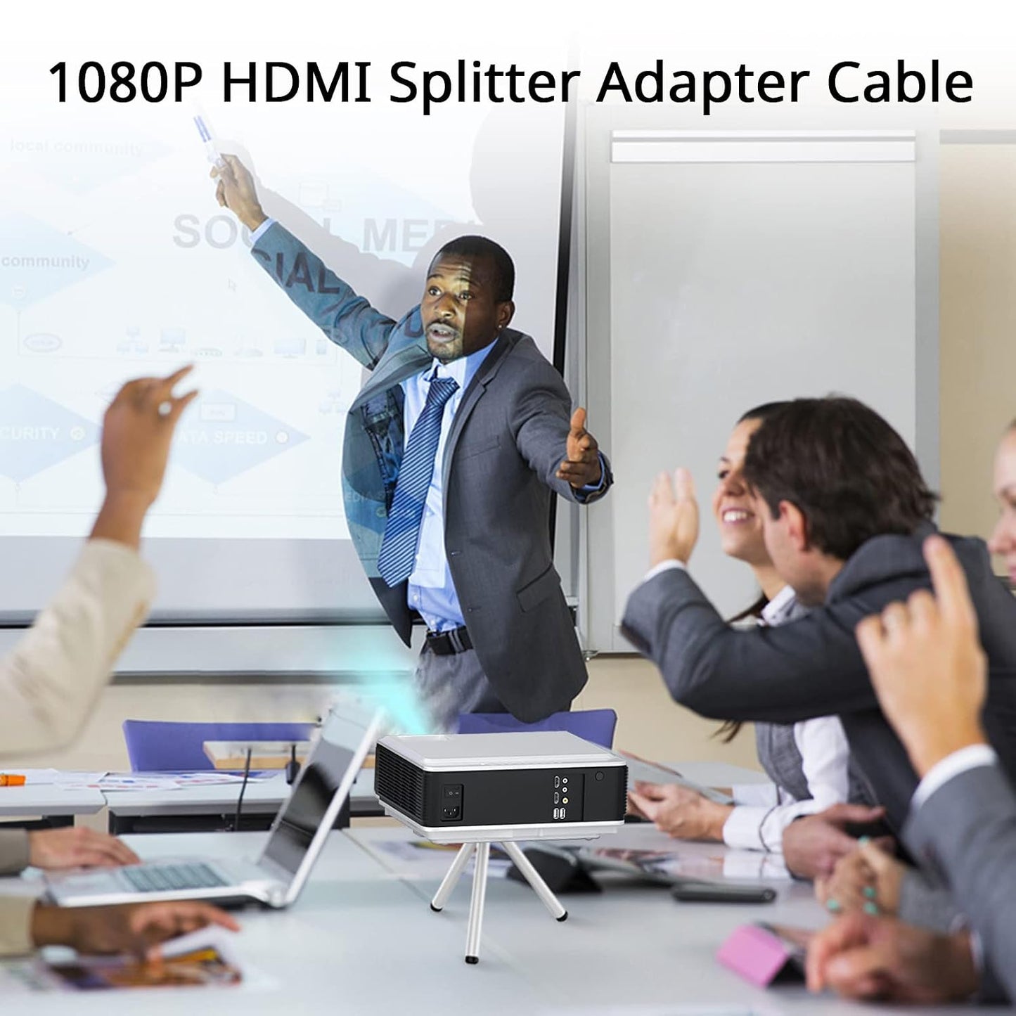 Marmoin 1 2 1 2 1080P HDMI Cable Splitter in Out HDMI Adapter Cable HDMI Male to Dual Female to Way, Support Two The