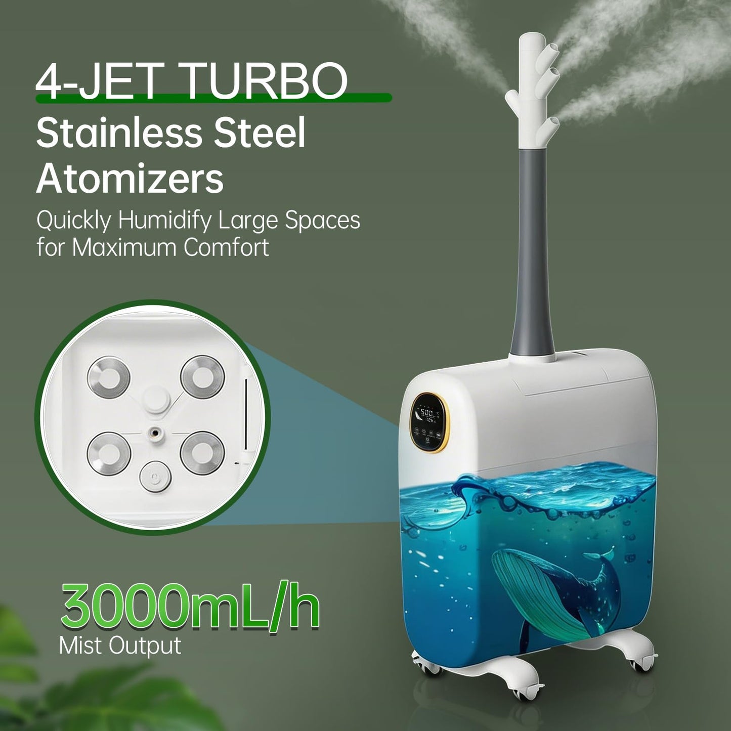 Lacidoll Humidifier Large Room 25L/6.6Gal,3000 sq.ft Commercial Whole House Humidifier,Top-Fill Humidifiers for home with Extension Tube, Ideal for Plants, Office, Warehouse & Greenhouse