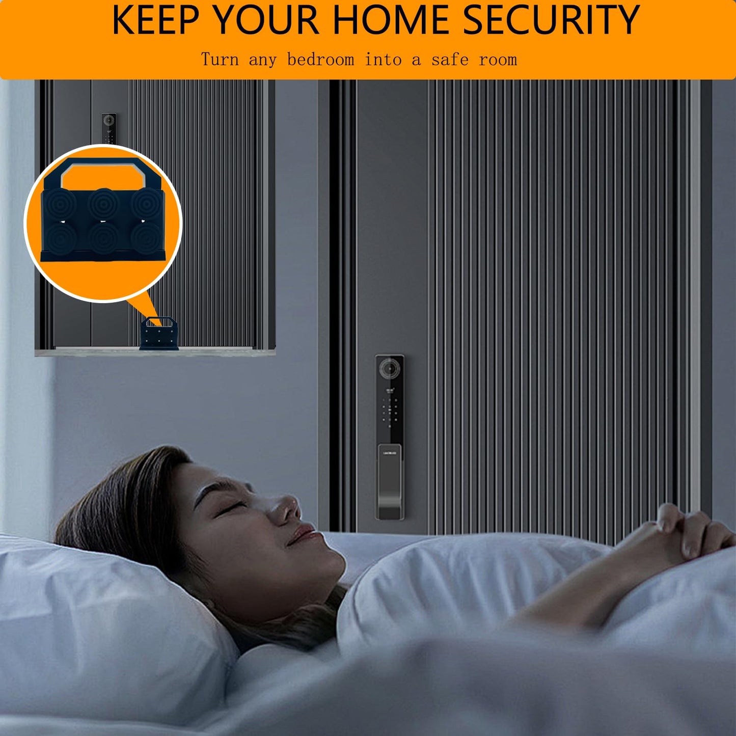 Security Door Stopper,Door Barricade Brackets,Prevents Entry Burglaries Home,Withstands 3000 Lbs of Violent Force,Enhance Family Security Floor Mounted, Black Aluminum