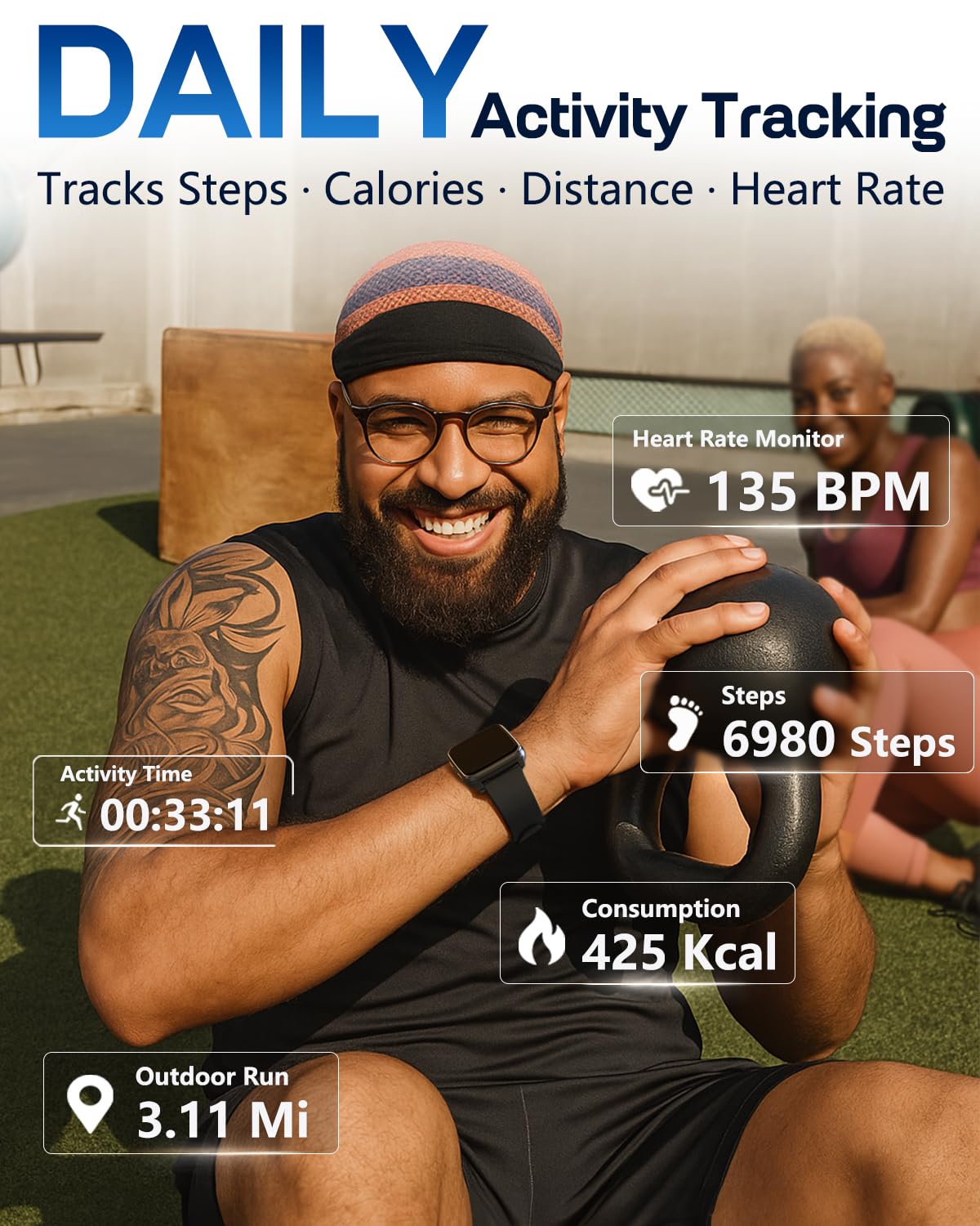 MorePro Fitness Tracker with 24/7 Heart Rate & Blood Pressure Monitor, Blood Oxygen & Sleep Tracker, Smart Watch with Step Calorie Counter, IP68 Waterproof Activity Tracker for Women Men Android iOS