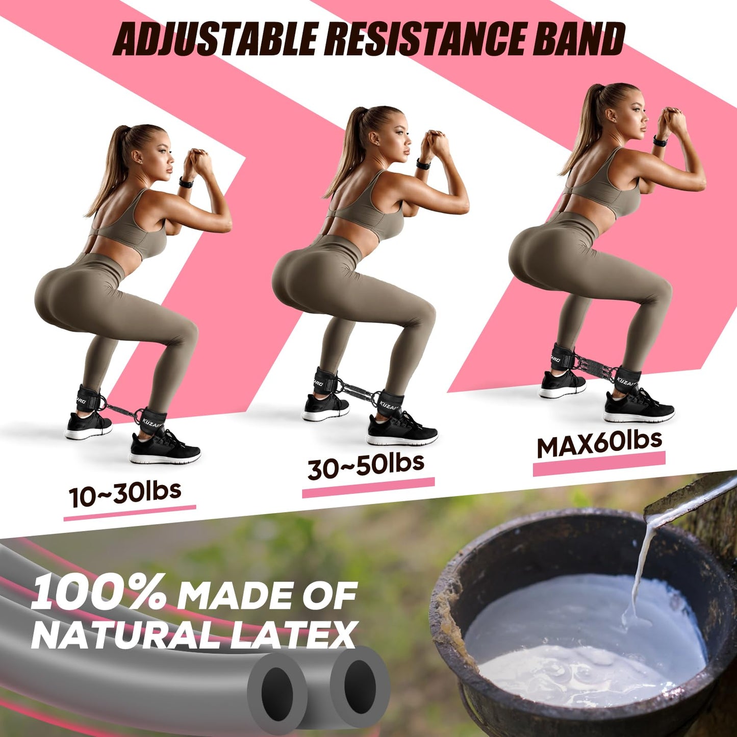 Resistance Bands Set with Ankle Straps, Glutes Workout Equipment, Ankle Bands for Working Out, Butt Exercise Equipment for Women Legs and Glutes - Perfect for Home Workouts and Fitness Training