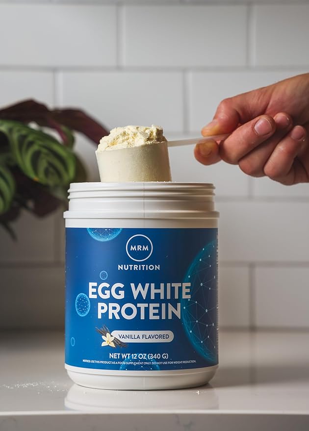 MRM Nutrition Egg White Protein | Vanilla Flavored | 23g Fat-Free Protein | with Digestive enzymes | Highest Biological Value | Clinically Tested | 20 Servings