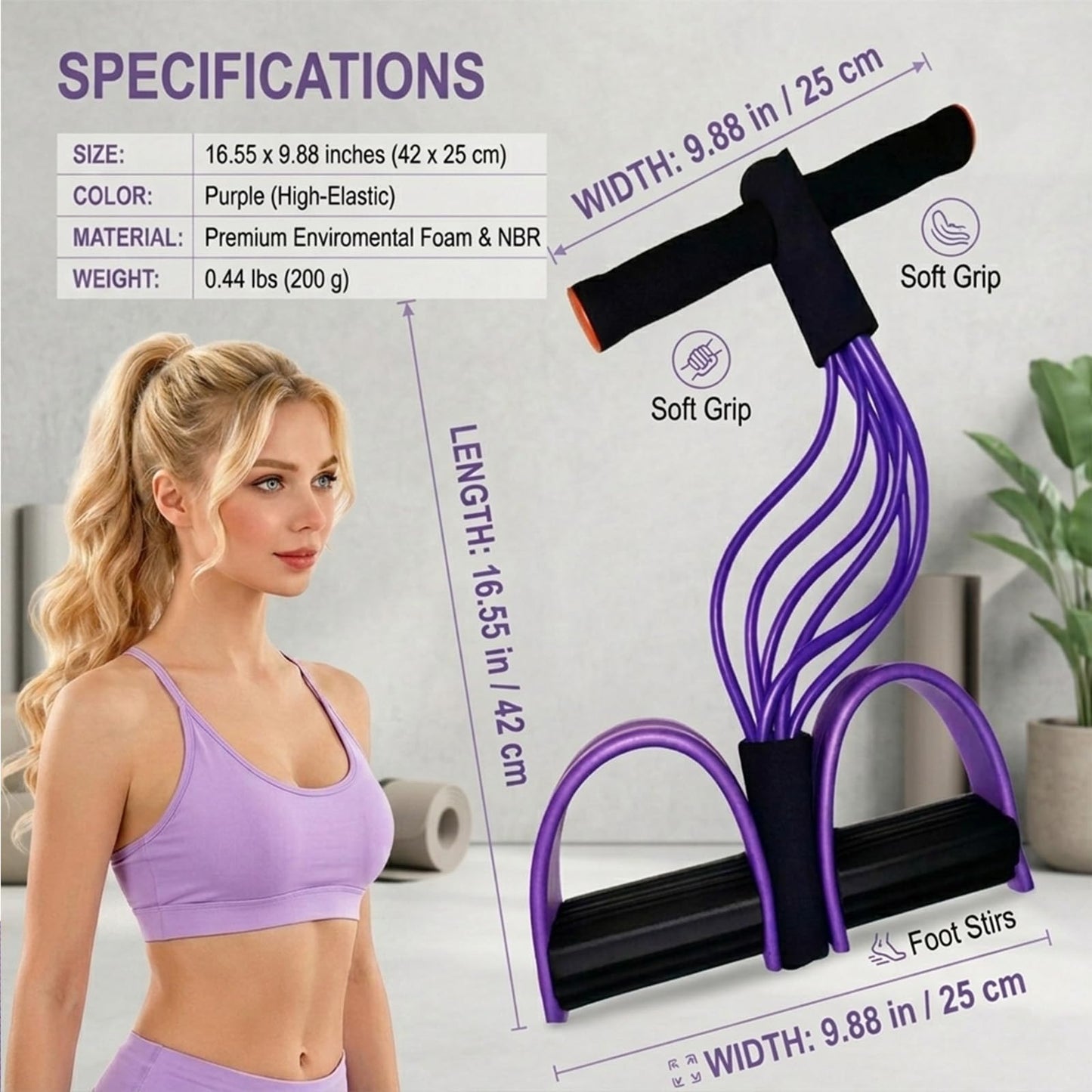 JQTEOYW Pedal Resistance Band with Handle, Upgraded 6-Tube Pedal Puller Resistance Band for Sit Up Exercise Equipment, Fitness Exercise Bands for Women Slimming, Abdomen, Waist, Hands, Legs