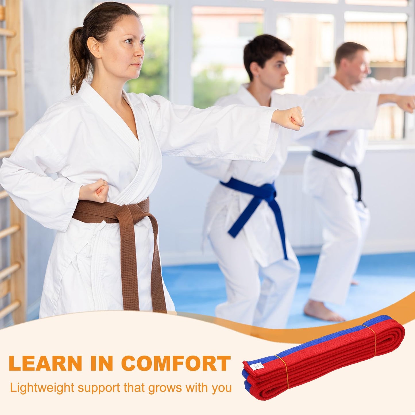YELARXI Karate Belt, Martial Arts Ranking Belts Solid Cotton Double-Layered Core Long Soft Uniform Training Equipment Fitting for(Taekwondo/Karate/Judo/BJJ/Competition) 9.2ft & Red/Black