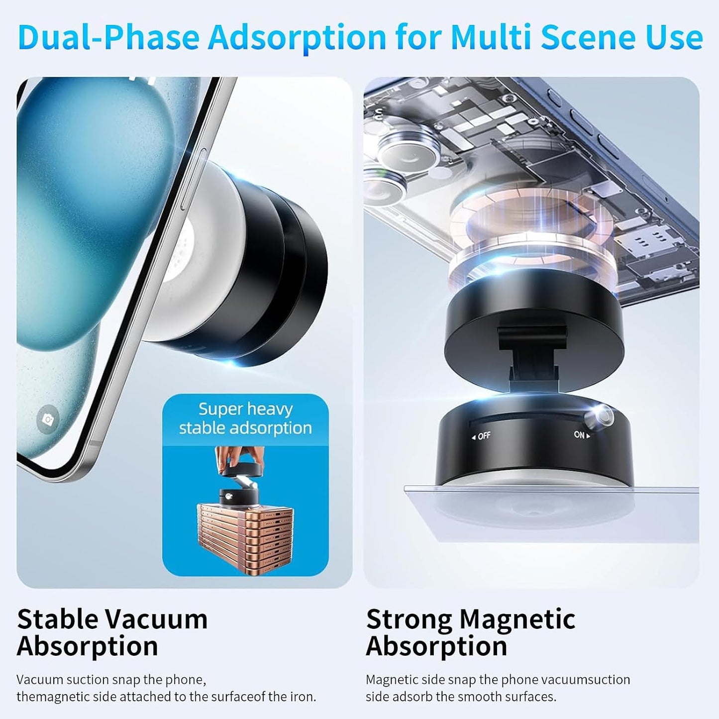 Belcompany 16/15/14/13/12 Vacuum Magnetic Suction Phone Holder, Car Suction Cup Phone Mount Stand, Foldable