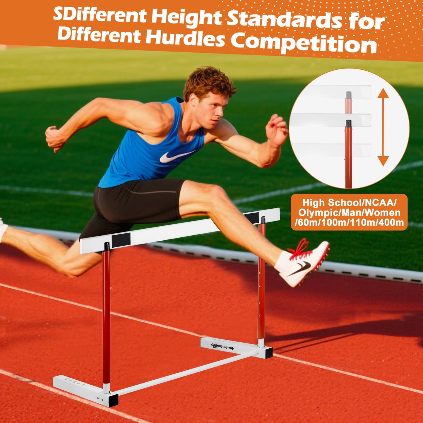 NELOMO Adjustable Hurdle Training Hurdle Track and Field Equipment Professional Track and Field Hurdles with Counterweight for Personal Training Track and Field Competition (2)