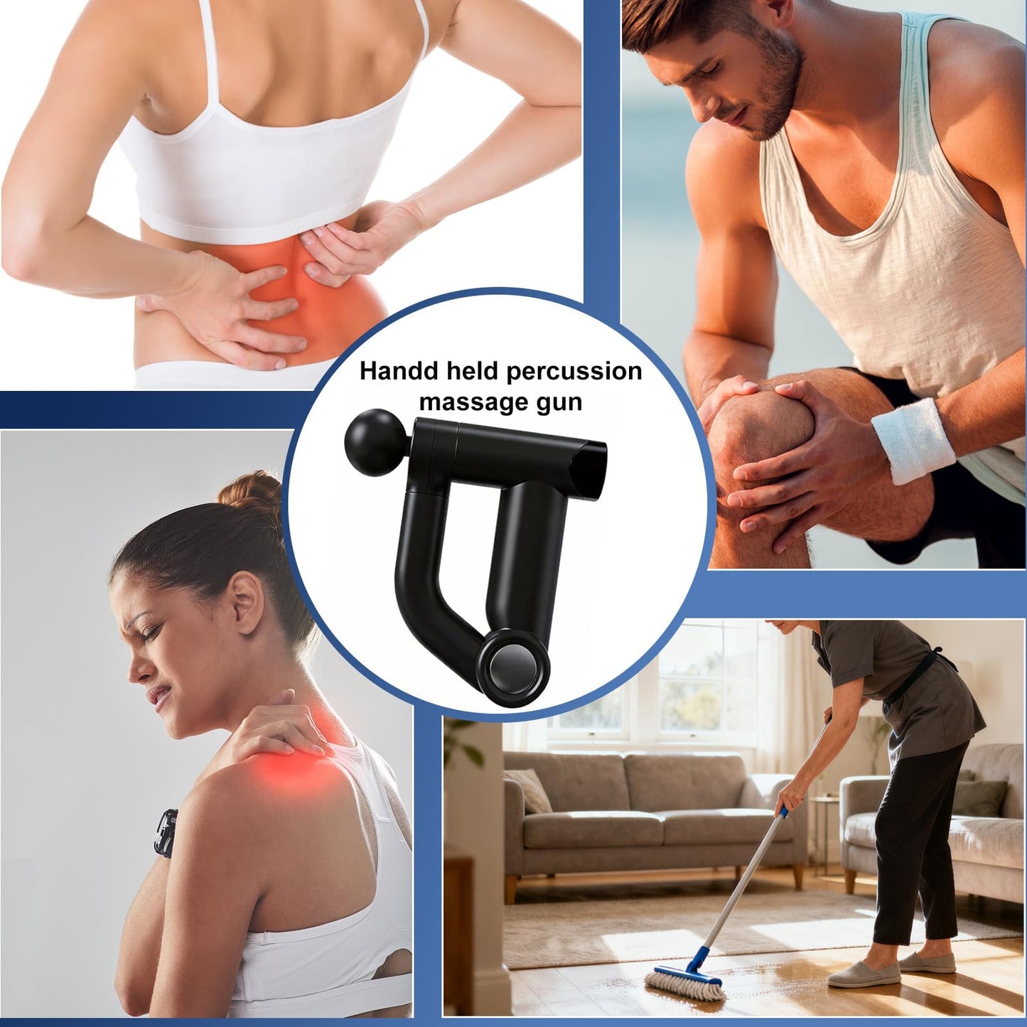 HISBO Foldable Massage Gun with Upgraded Extension Handle, 32 Speeds Massage Gun Deep Tissue - Back Massager for Pain Relief Deep Tissue, Muscles/Neck/Shoulders/Waist/Legs Massager