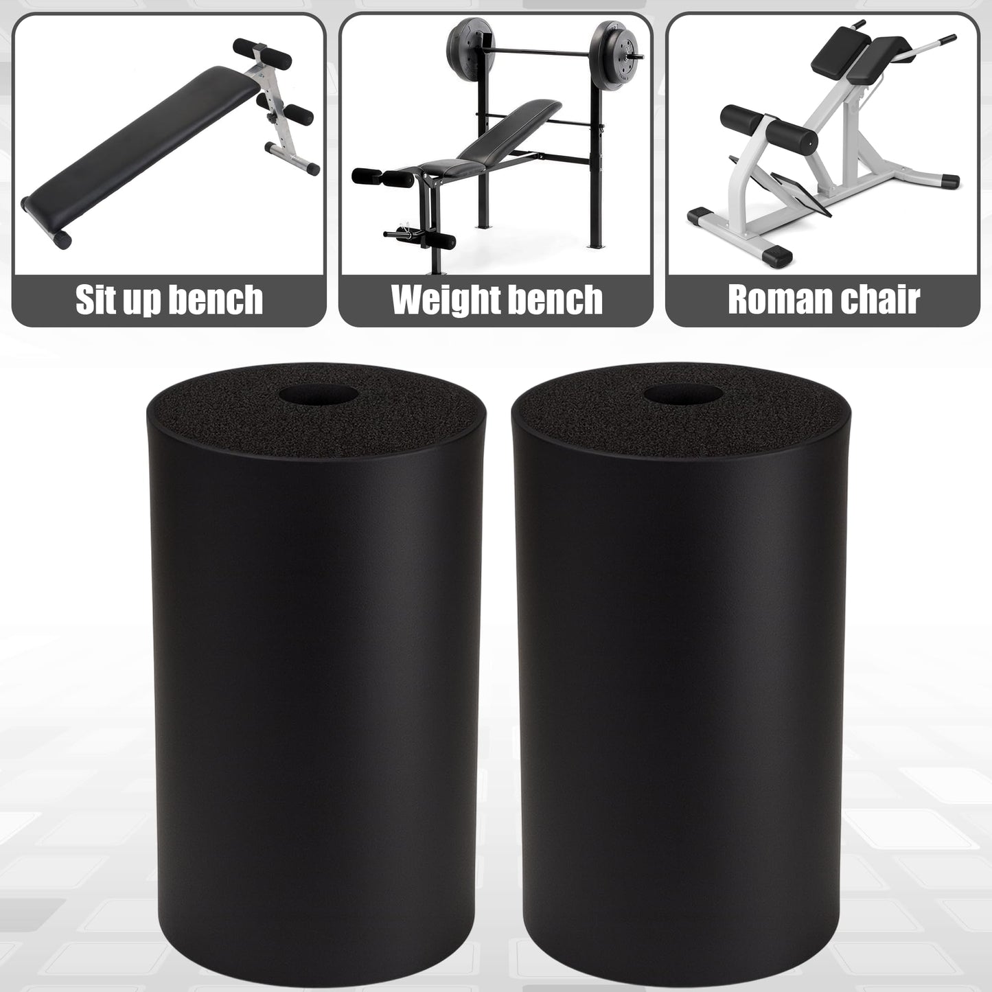 2Pcs Leg Extension Pad Replacement 7 Inch Foot Foam Roller for Weight Bench, PEC Deck, PU High Density Sponge Cover for Home Gym Workout Legs Training Accessories Used for Inversion Table Sit Ups Tube