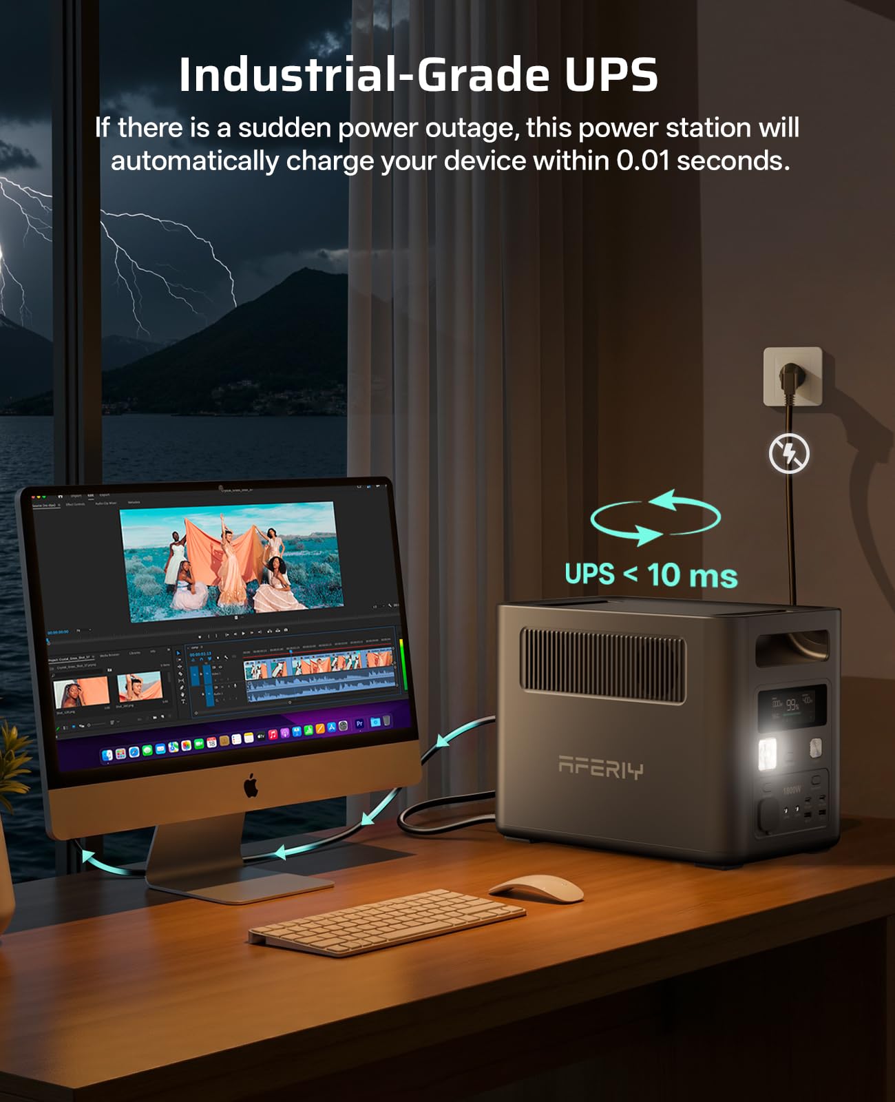 AFERIY Portable Power Station, 1024Wh LiFePO4 Solar Generator, 1800W(Peak 3600W) AC Output, Compact Lightweight Design, Fast Recharge for Home, Camping, RV, Outdoor Emergencies (Solar Panel Optional)