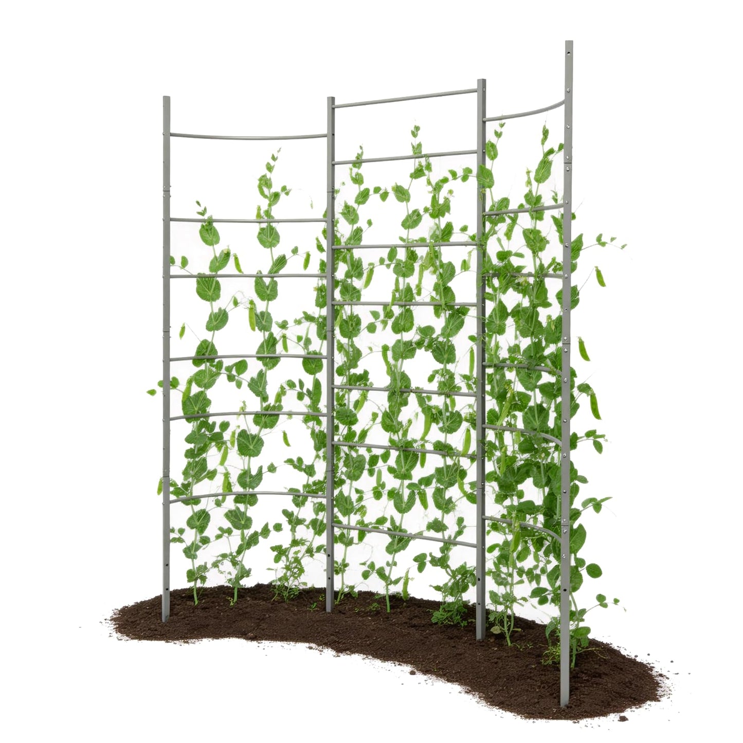 A ANLEOLIFE Garden Panel Trellis for Raised Garden Beds, Heavy-Duty Metal Panel with Crossbars, Bed-Mount or Ground Install, Vertical Support for Tomatoes, Peas & Beans, Quartz Gray