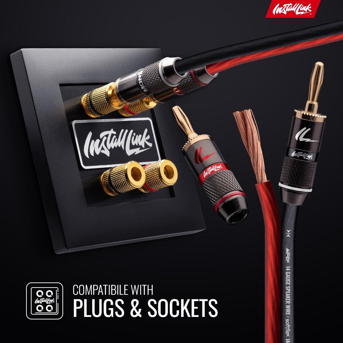 14 30ft, Install Link Gauge Speaker Wire (Speaker Cable) for Car, Home or RV Audio Cable, CCA