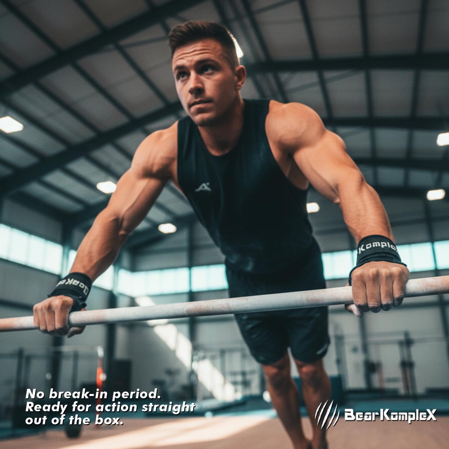 Bear KompleX - Cross Training Hand Grips for Weight Lifting, Gymnastics, and Pull Ups - Lightweight and High Performance Powerlifting Grips for Men and Women - No Hole Design, Black Diamond