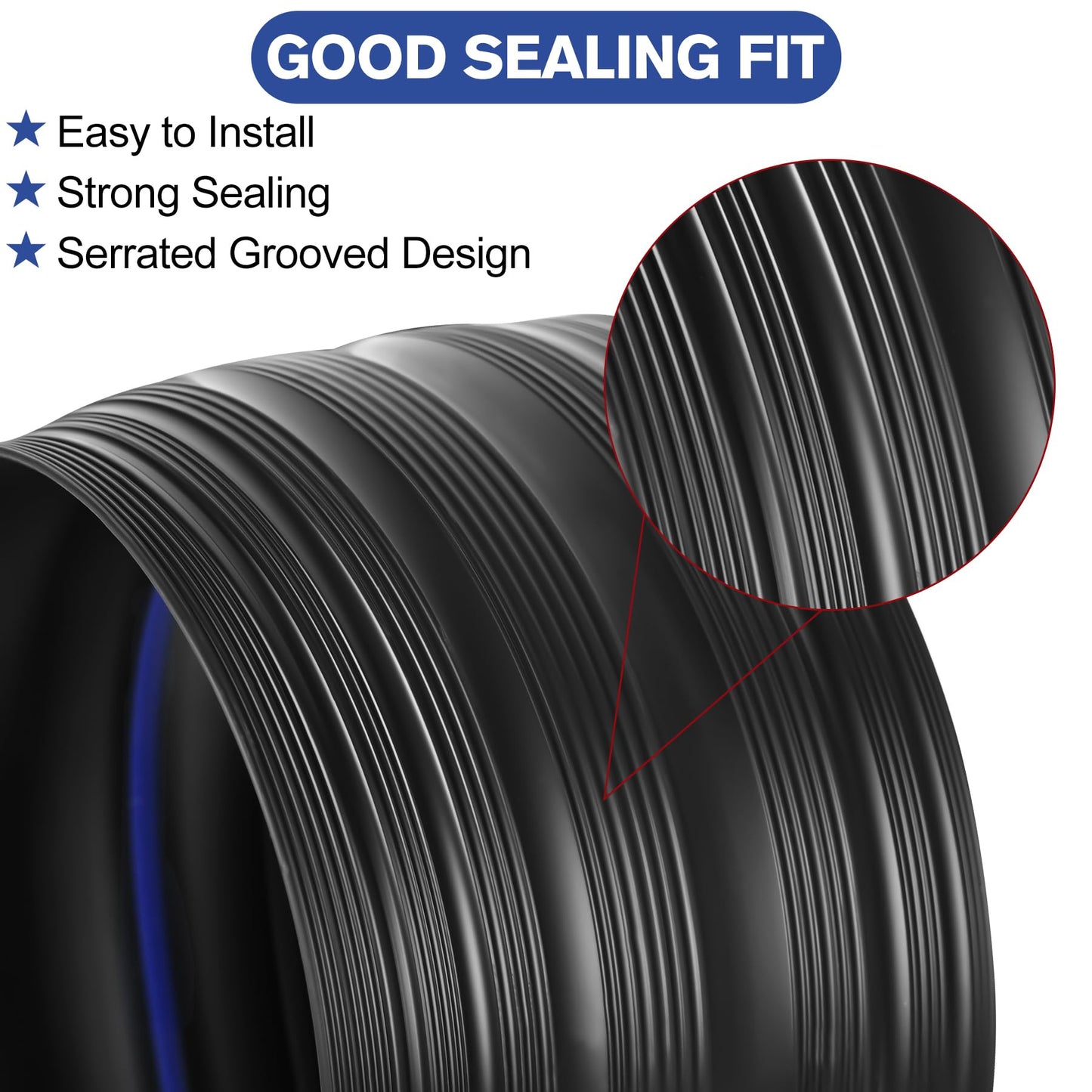 ToLanbbt 20Ft/6M Universal Garage Threshold Seal Strip with 300ml Black Sealants/Adhesives, Garage Door Bottom Weatherproof Strip Rubber DIY Weather Stripping Replacement (Black-Blue Line)
