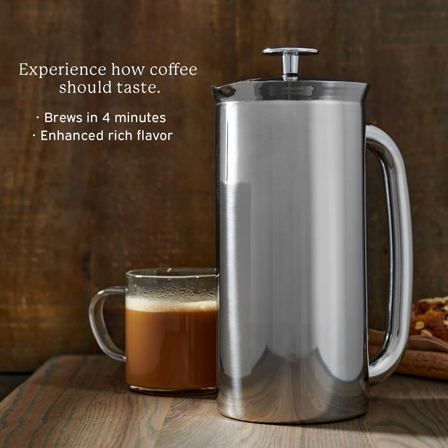 ESPRO - P7 French Press - Double Walled Stainless Steel Insulated Coffee and Tea Maker with Micro-Filter (Polished Stainless Steel, 18 Oz) Coffee Paper Filters (100 Count)