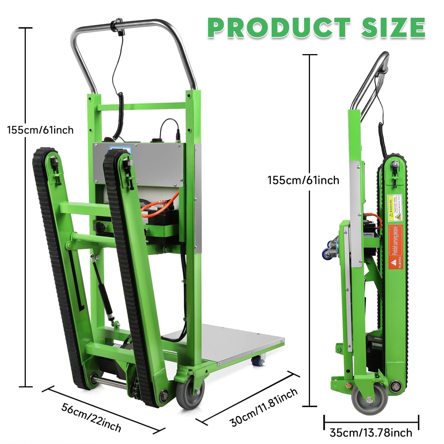 Electric Stair Climbing Dolly, 900LBS Capacity 1250W Crawler Tracks Stair Climber, Motorized Hand Truck with Foldable Telescopic Handle for Furniture Moving