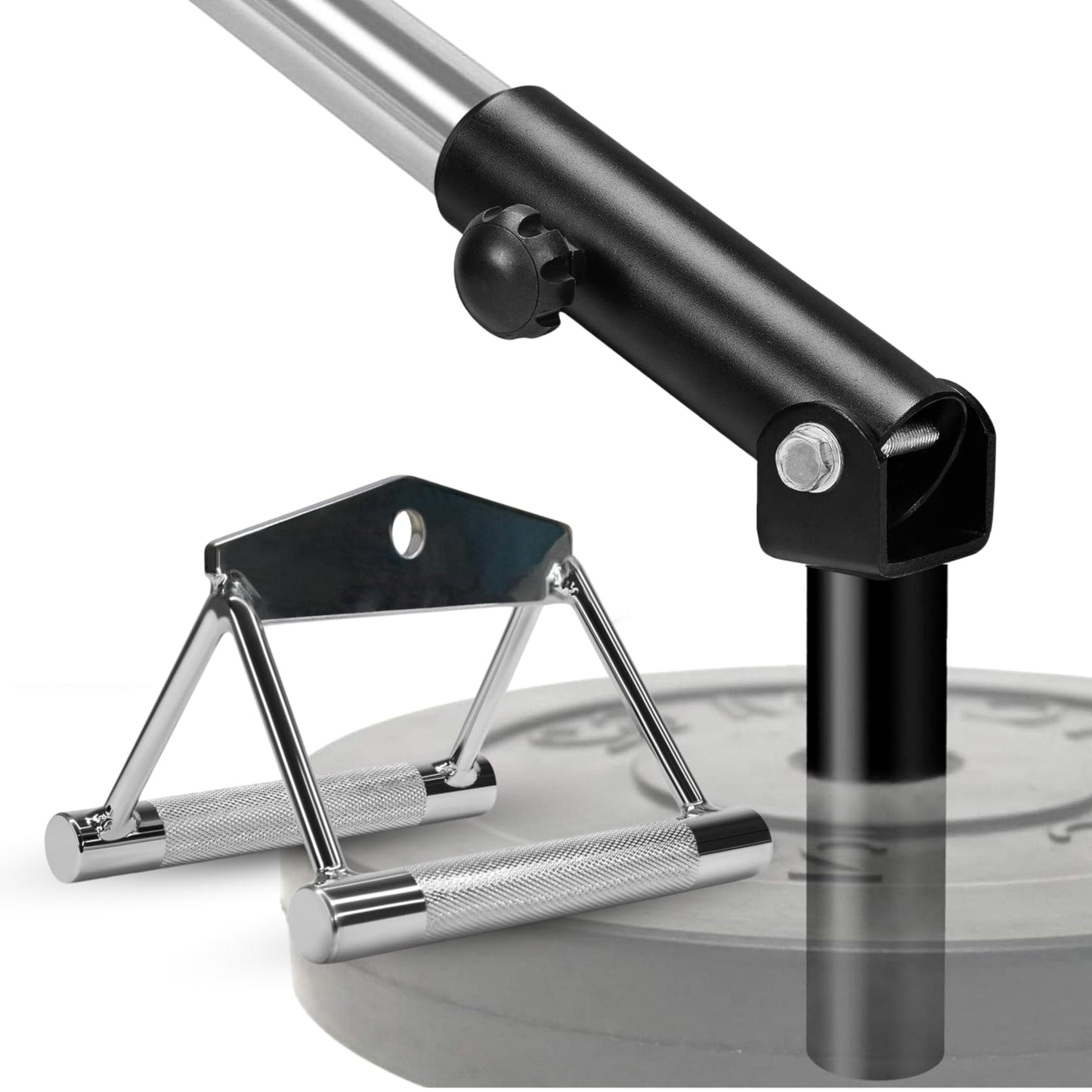 Yes4All Landmine Attachment for 1" & 2" Barbells with Weight Plate Holder, 360 Swivel & Heavy Duty Steel Construction for T-Bar Rows, Presses & Storage, 8"x4" Pivot Sleeve & Double D Handle Combo