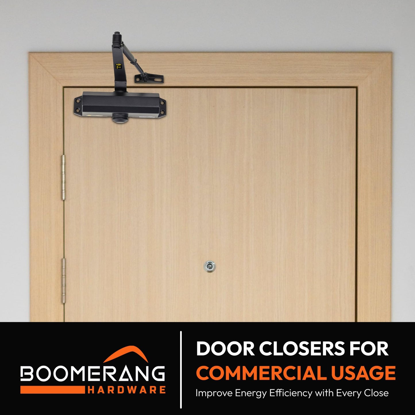 Boomerang D503 Light/Medium-Duty Designer Auto Commercial Door Closer, Multiple Mount Options, Door Closer for Light/Medium Traffic Areas, UL 3 Hour Fire Rated, Matte Black (US19)