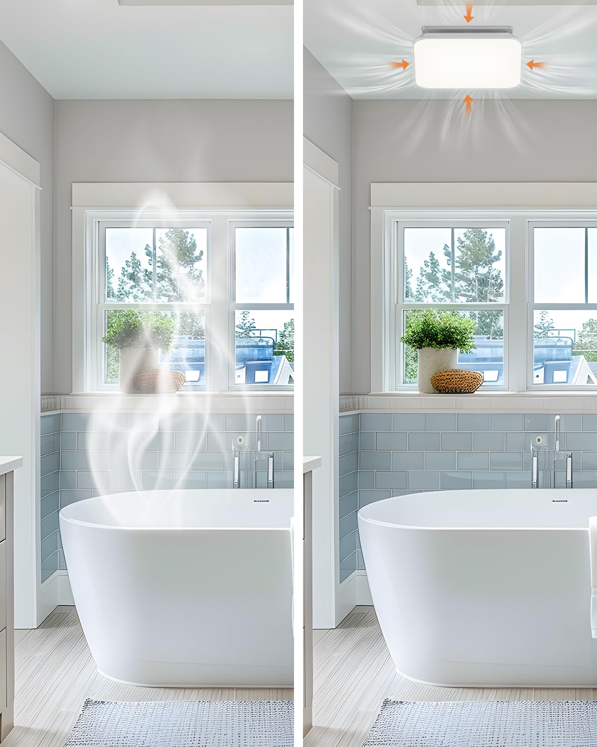 Fitop Bathroom Exhaust Fan with Light, 1.0 Sones 110 CFM 43W 1200LM Ceiling Mount Shower Ventilation Exhaust with Light, Bathroom Vent with Light, No attic installation required