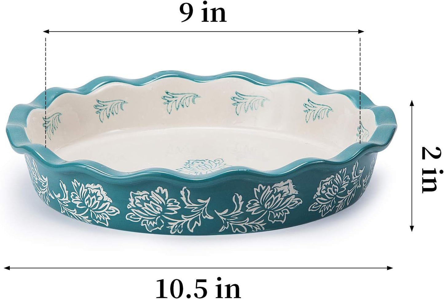 Wisenvoy Ceramic Pie Pan - Non-Stick Deep Blue Porcelain Dish for Perfect Baking | 9-Inch Size