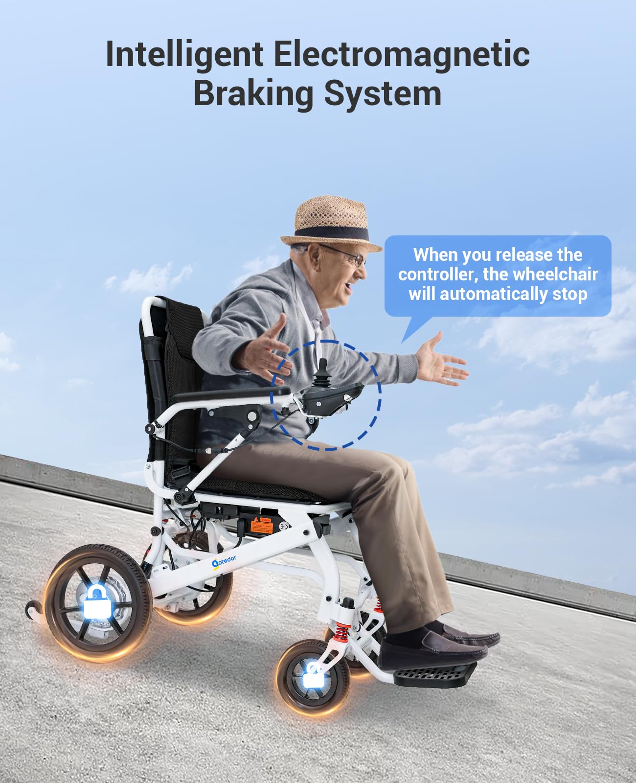 Aotedor Electric Wheelchairs for Adults,22 Miles Long Travel Range with 2 Lithium Batteries All Terrain Power Wheelchair,Ultra Lightweight 39Lbs Folding Compact Motorized Wheelchair,Airline Approved