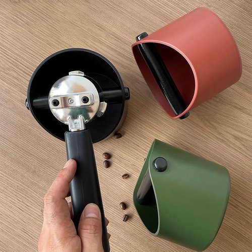 Barista Style Coffee Knock Box - 4.6 In Removable Plastic Knock Rod | Non-Slip Base Espresso Accessory (Black)
