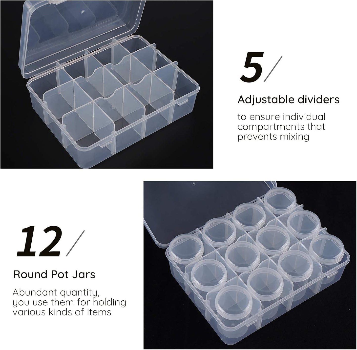 Segbeauty Gem Organizer Box - Clear Plastic Jewelry Storage with 12 Compartments & Secure Lids