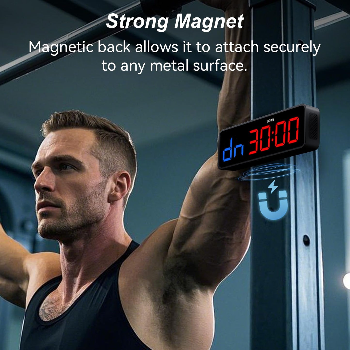 Acedeck Portable Gym Timer Clock: Fitness Digital Clock with Strong Magnet - Remote Control for Fitness Enthusiasts - Powerful Battery for Home Gym Garage Boxing Black