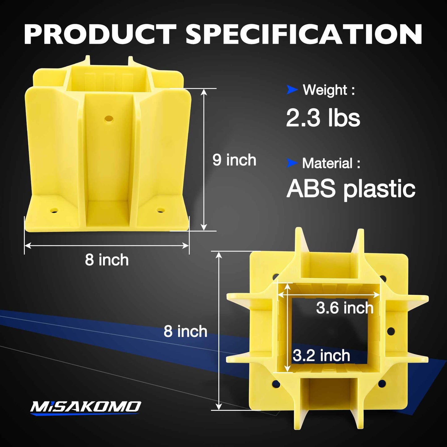 12PCS Yellow Safety Base Boot - Guardrail Base with Toeboard Slots - Reusable Fall Protection Accessories for Residential & Commercial Construction