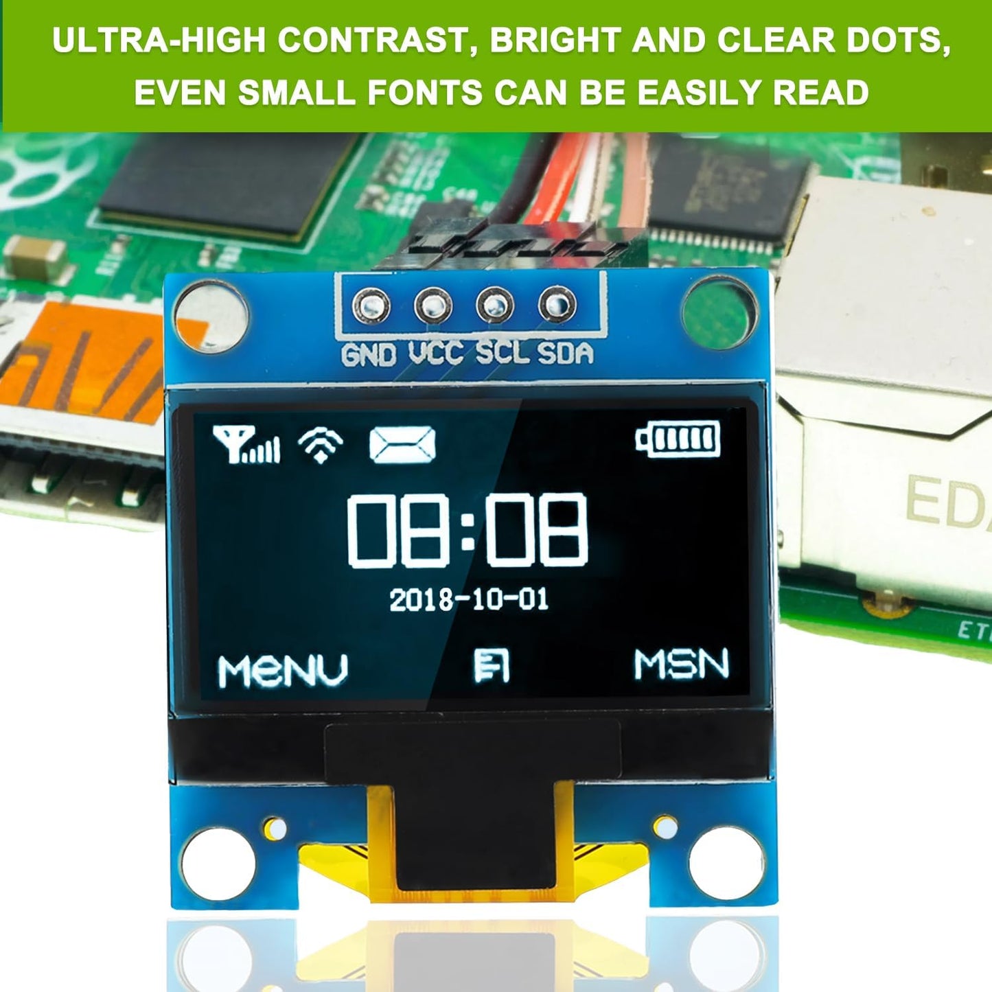 EPLZON 5 Pack 0.96 inch 128x64 OLED IIC Display Module Pixel Mini Self-Luminous Display Screen Board for Arduino