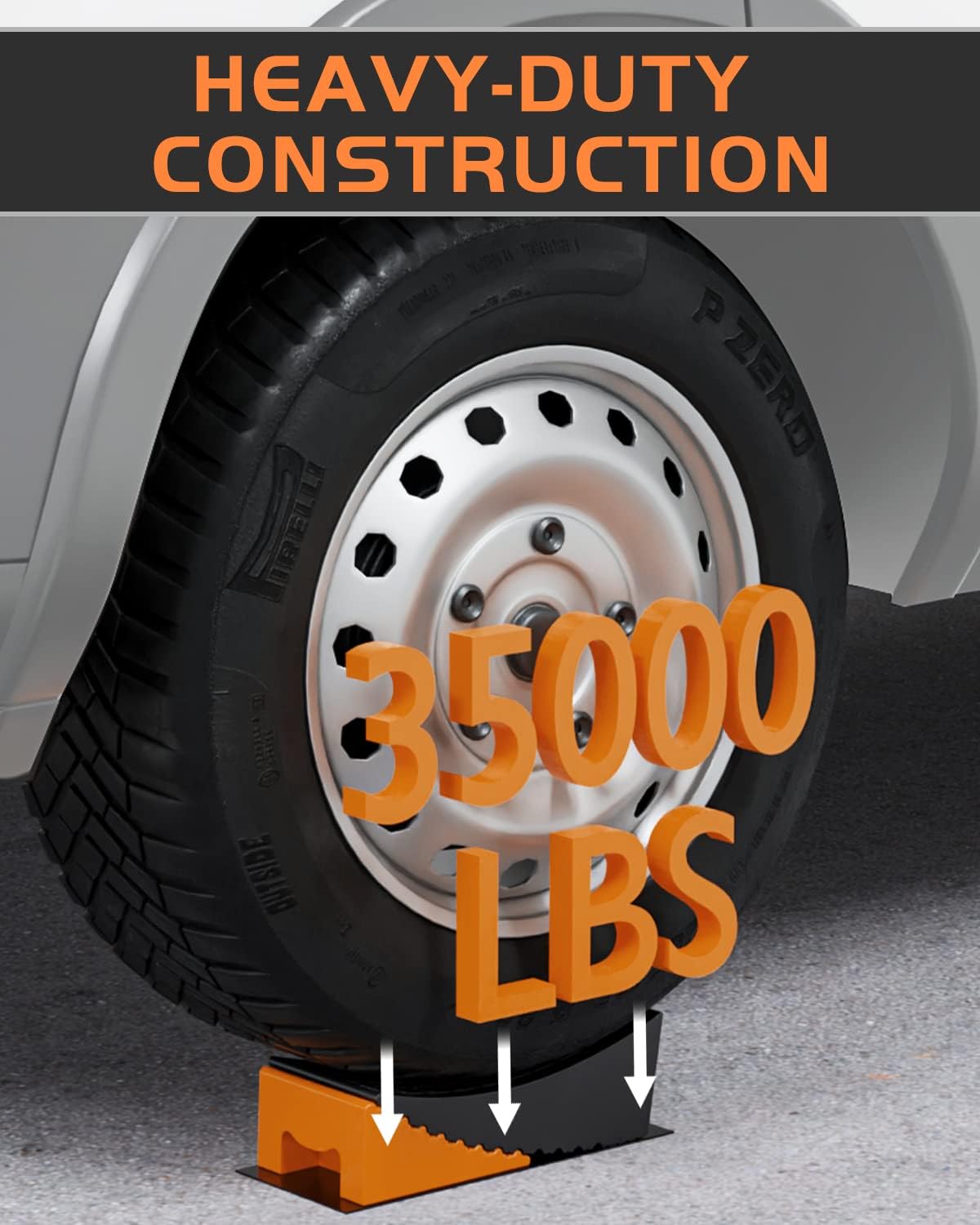 RV Leveling Blocks Ramp Kit, 2 Packs Camper Leveler System for Travel with Two Chocks, 2 Anti-Slip Mats, 1T Bubble Level and Carry Bag, Up to 35000 LBS, Easier & Faster to Level Camper-Orange