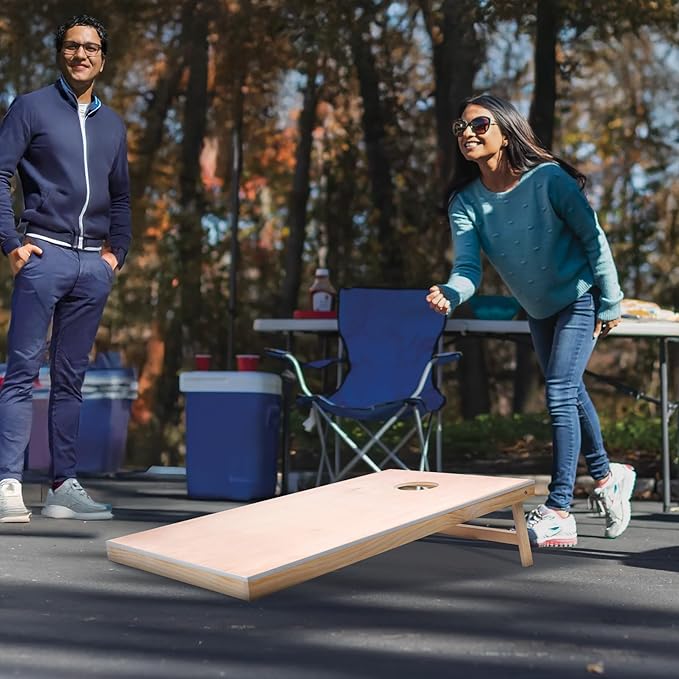 VEOVR Cornhole Set, Corn Hole Game Boards, Wood Portable Toss Board, Indoor and Outdoor Cornhole Play for Adults for Yard, Backyard, Beach, Camping