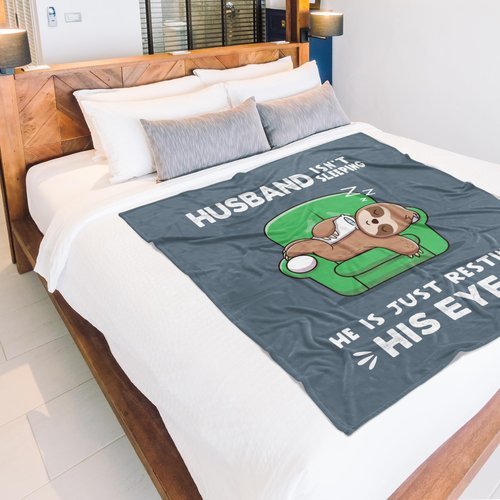 GiltGlimmer Funny Gifts for Husband, Husband is Not Sleeping Blanket, Husbands Gifts from Wife, Anniversary Birthday Gifts for Husbands, 60" x 50"