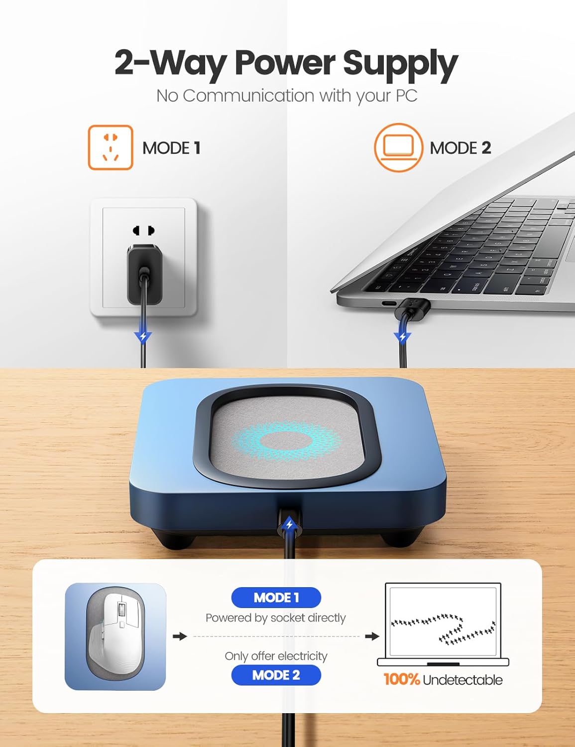 EAXBUX Randomly,for Undetectable Mouse jiggler,Mouse Mover Wiggler Shaker Device with Enlarged Turntable Adjustable