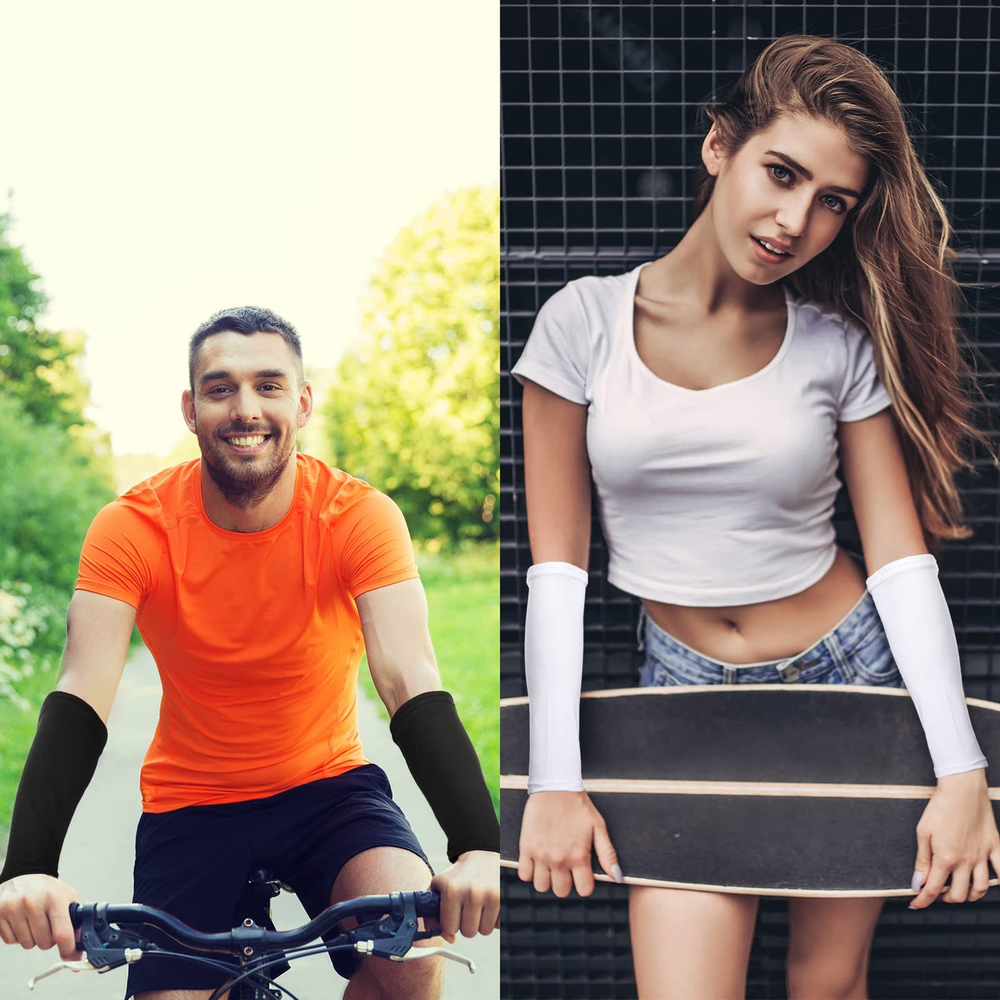 Eurzom 4 Pairs Arm Protection Sleeve for Men Women Sun Forearm Arm Protector Cover Sleeve for Sports Skin Gardening Work(9 Inch Long)