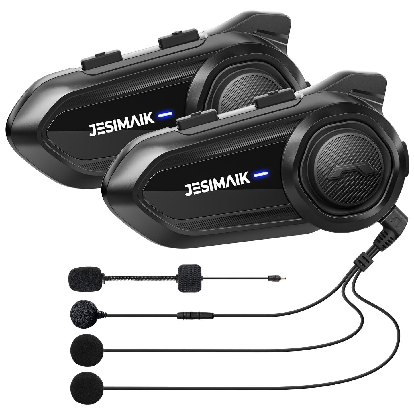JESIMAIK Motorcycle Bluetooth Headset,2 Way Helmet Intercom Communication System, CVC8.0 Noise Cancellation Motorcycle Intercom with 2 Mics&40mm Speaker,Music Sharing, IP67 Waterproof, FM Radio(2Pack)