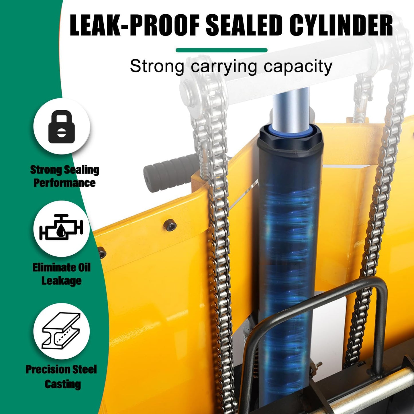 Foldable Hydraulic Material Lift Dolly, Pallet Stacker, 440lbs Capacity, Removable Steel Platform & Fork Arms, with Pneumatic Tire, Winch Stacker (440 lb. Steam Tire Wheel)