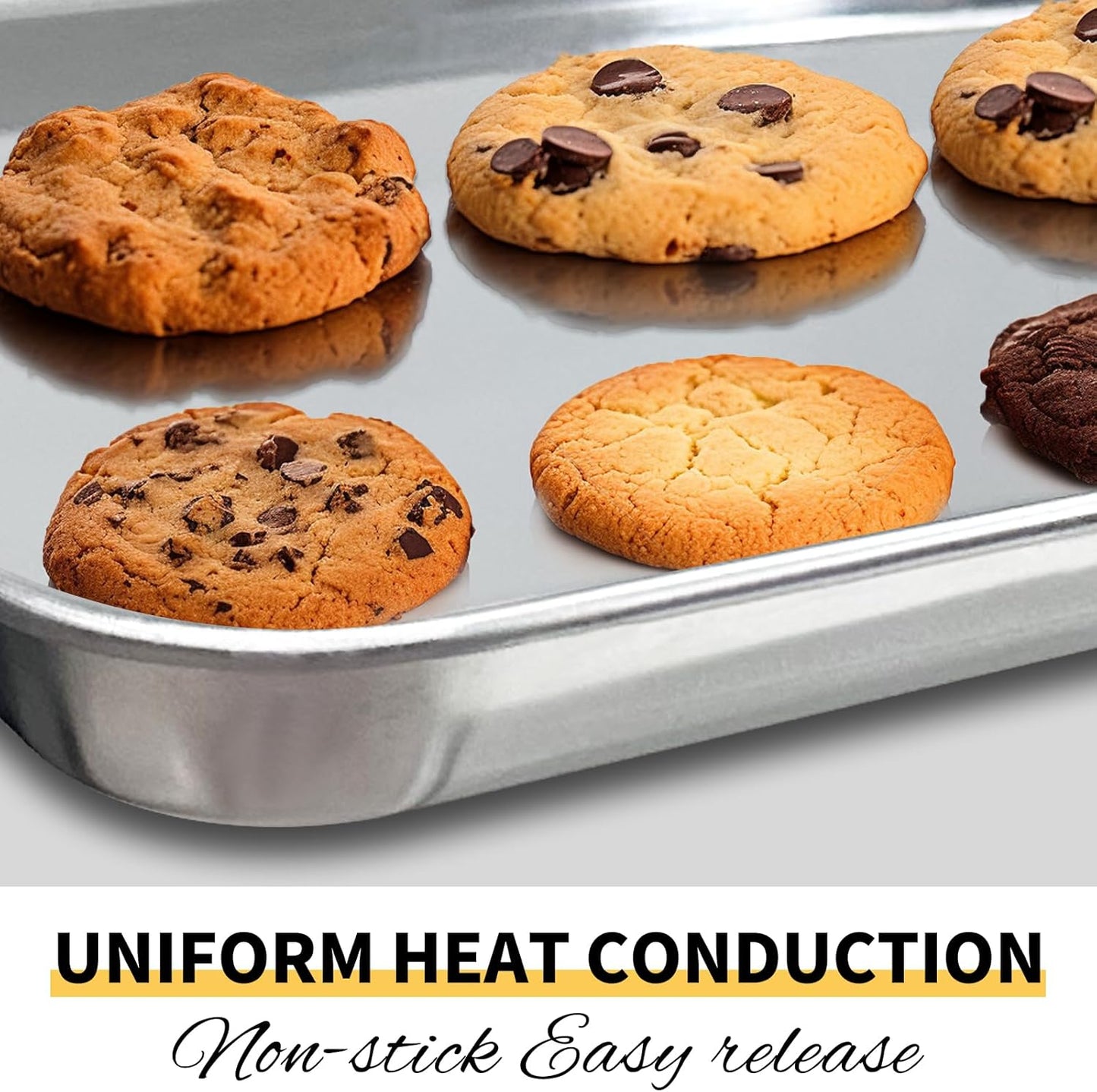 Skiennix Baking Sheet Pan Set - Commercial Quality Nonstick Cookie Trays | 2 Pack, 18x13 Inch
