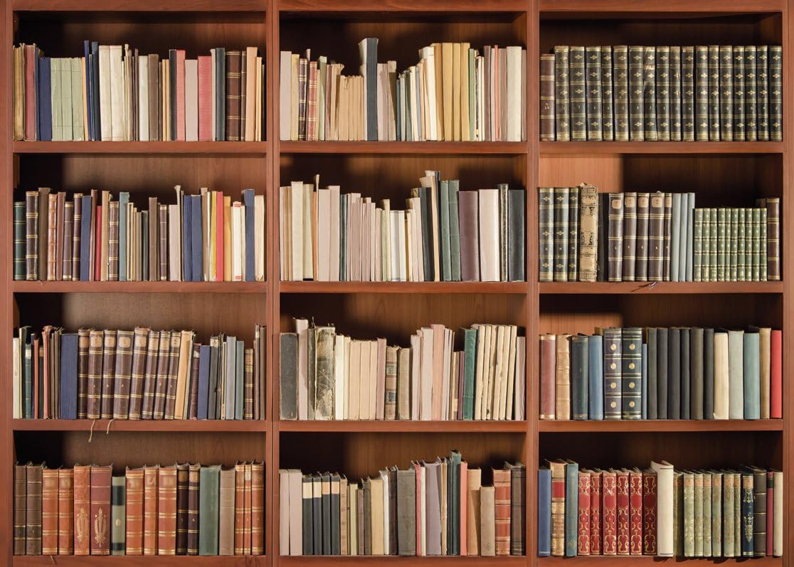 LYWYGG 7X5FT CP-49 Bookshelf Backdrop Vintage Bookcase Magic Books Grunge Ancient Library Vinyl Photography Background